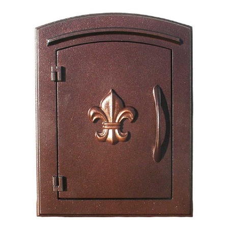 QUALARC Column Mount Mailbox w/"Decorative Fleur De Lis Logo", Antique Copper MAN-1402-AC